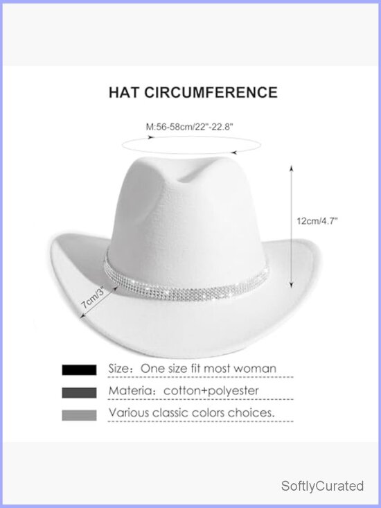 Shiny Rhinestone Cowgirl Hat Bling Wide Brim Cowboy Hat Party main image 7